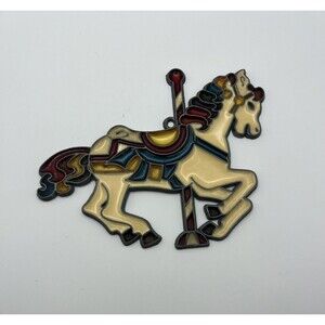 Vintage Stained Glass Horse Carousel‎ Sun Catcher